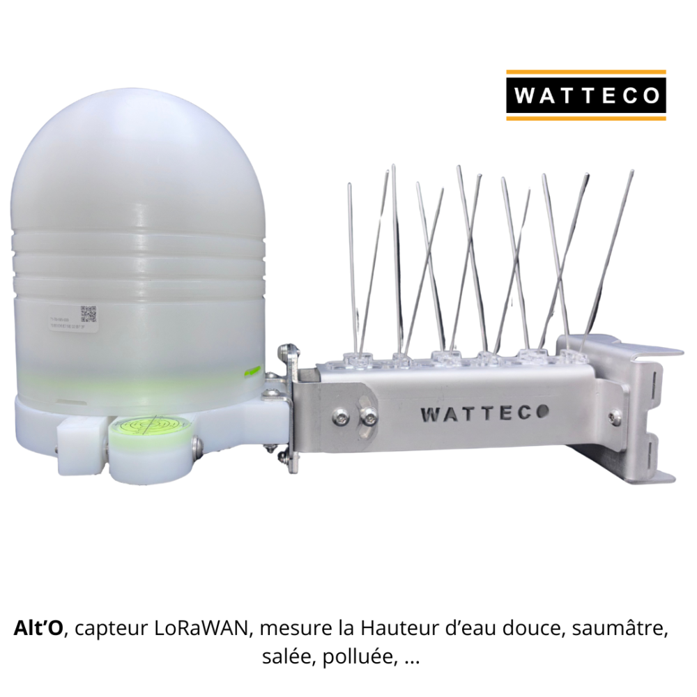 Le capteur LoRaWAN Alt'O, qui mesure la hauteur d'eau douce, saumâtre, salée, polluée